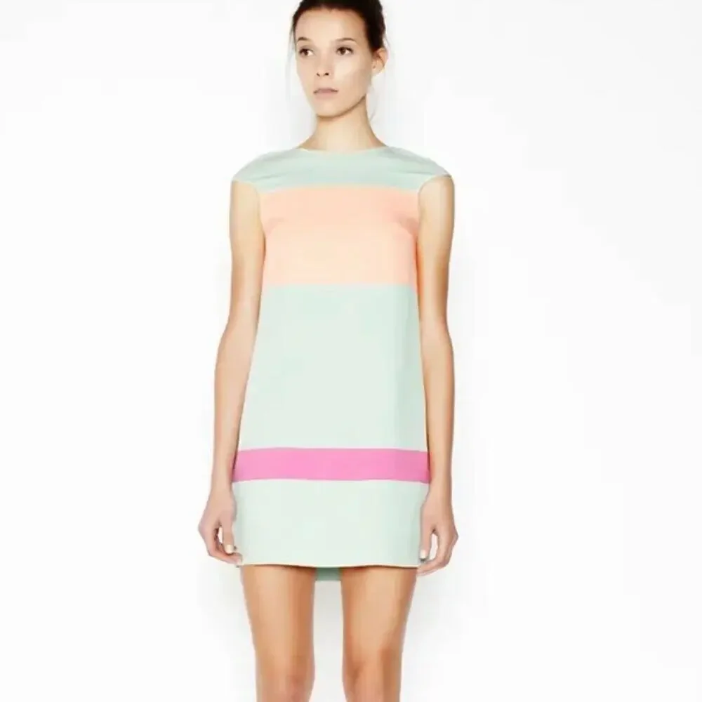 EUC Camilla and Marc Colorblock Shift Mini‎ Dress Pastel Sleeveless Size 4 AU 8